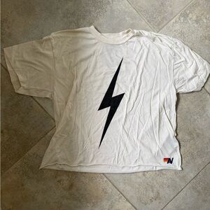 Aviator Nation Cream Tee with Black Design